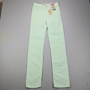 Levi's 724 High Rise Slim Straight Corduroy Pants Lime Green Womens 26x32 NEW